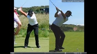 Jon Rahm golf swing  Long Iron faceon amp downtheline July 2017 [upl. by Lepine]