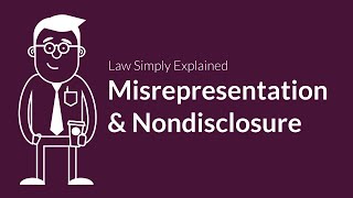 Misrepresentation and Nondisclosure  Contracts  Defenses amp Excuses [upl. by Rubinstein868]