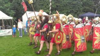 Roman Reenactment at the Amphitheatre in Caerleon Marching In [upl. by Atonsah]