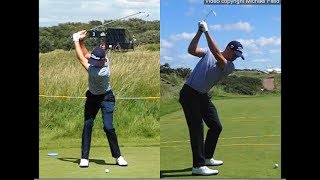 Justin Thomas golf swing  Long Iron faceon amp downtheline July 2017 [upl. by Vokaay678]