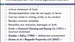 Misrepresentation Lecture 1 of 4 [upl. by Ennairej]